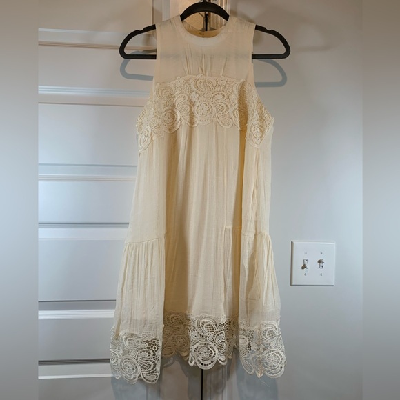 NWT RebellionAgain Medium Mini Dress Feminine Floral Lace Boho Elegant Ivory - Picture 10 of 15